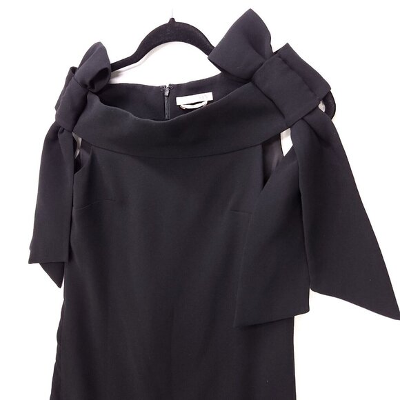 OVV Coktail Dress Black Mini Off Shoulder Big Bow Detail Classic Size Small - Picture 5 of 13